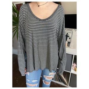 striped long sleeve v neck